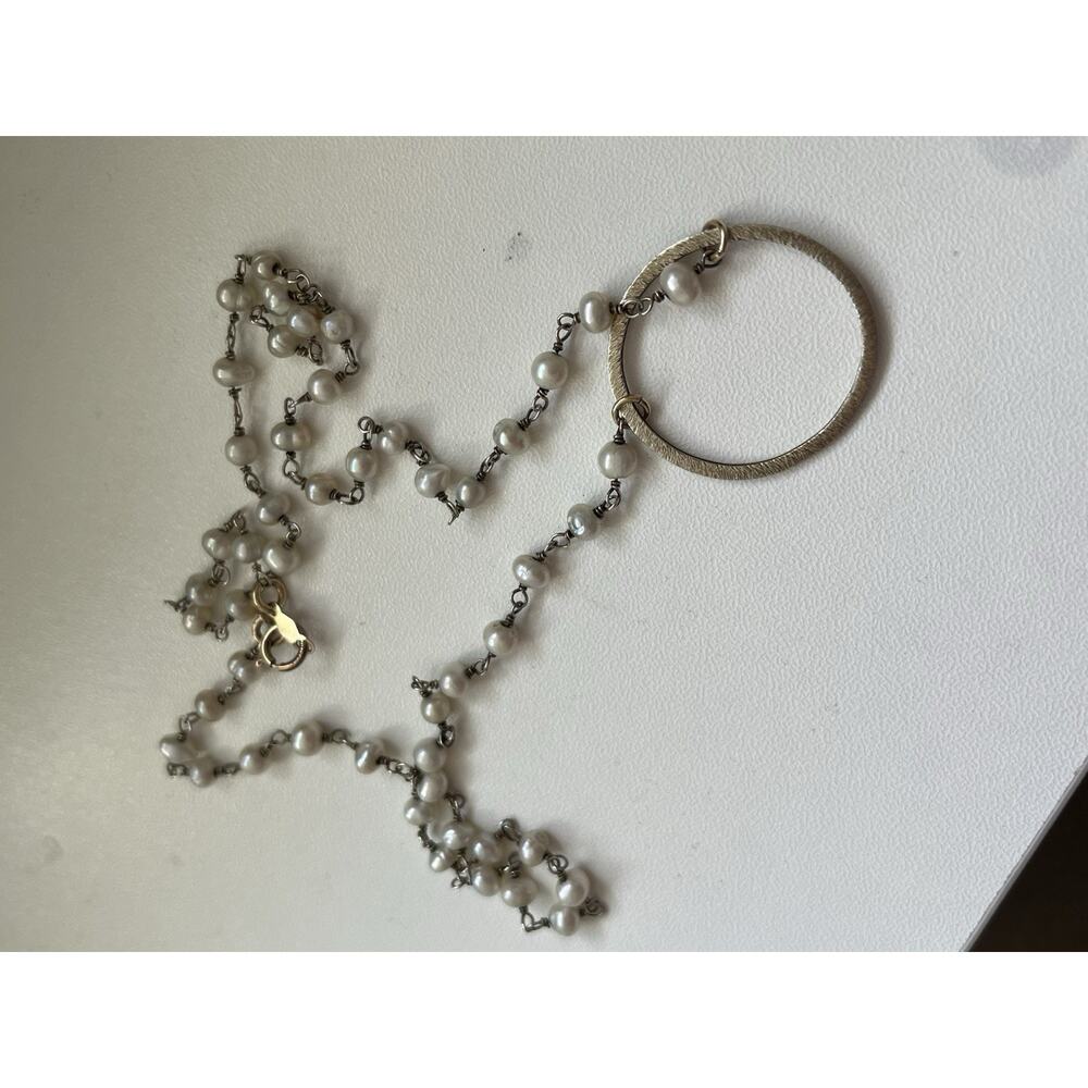 Vintage 1/20 14k Gf Gold Filled Marked Pearl Station Pendant Necklace 18” - Picture 5 of 7
